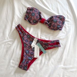 CUPSHE Strapless Paisley Print Bikini Swimsuit